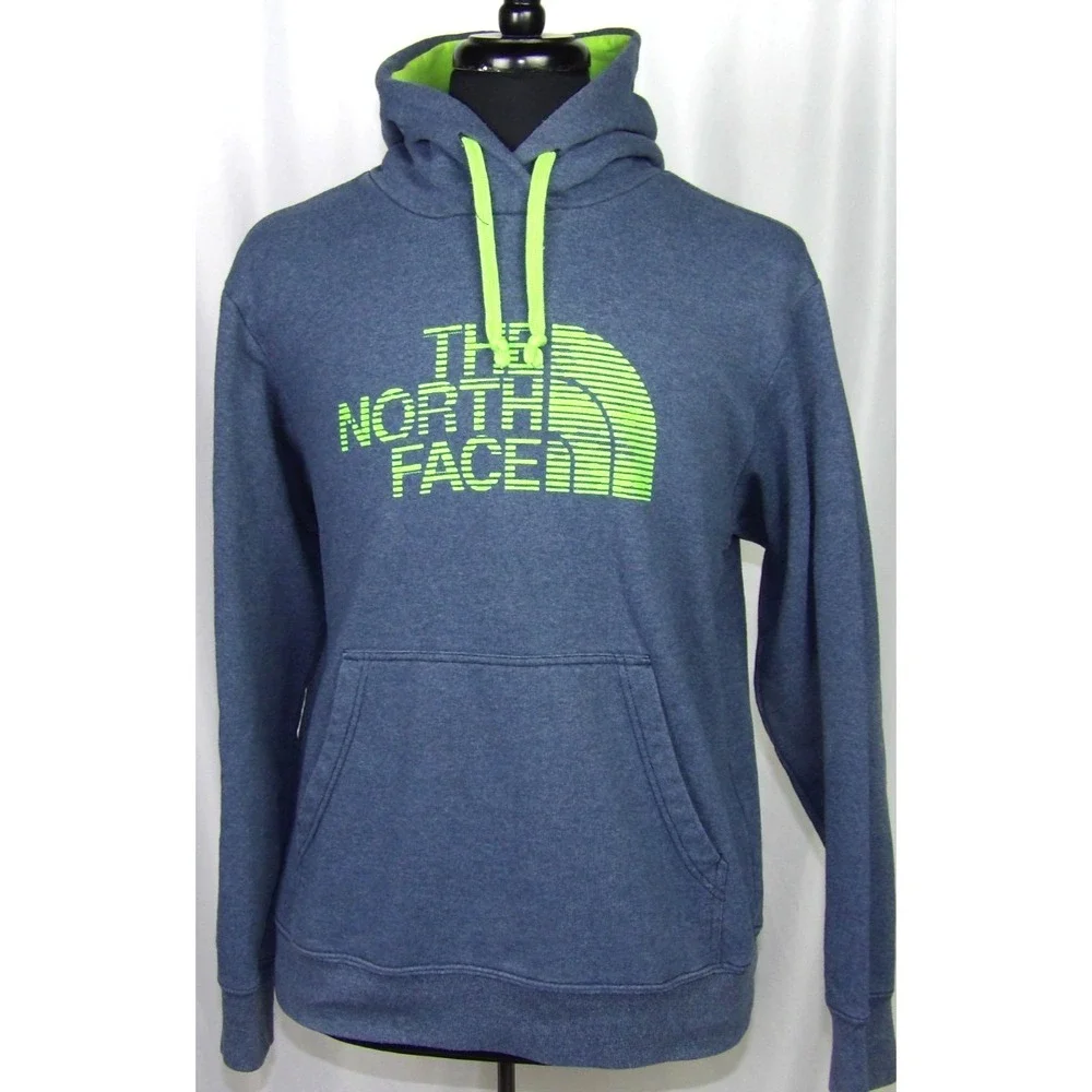 The North Face Blue Cotton Blend Pull‎ Over Hoodie Sweatshirt Men's Large